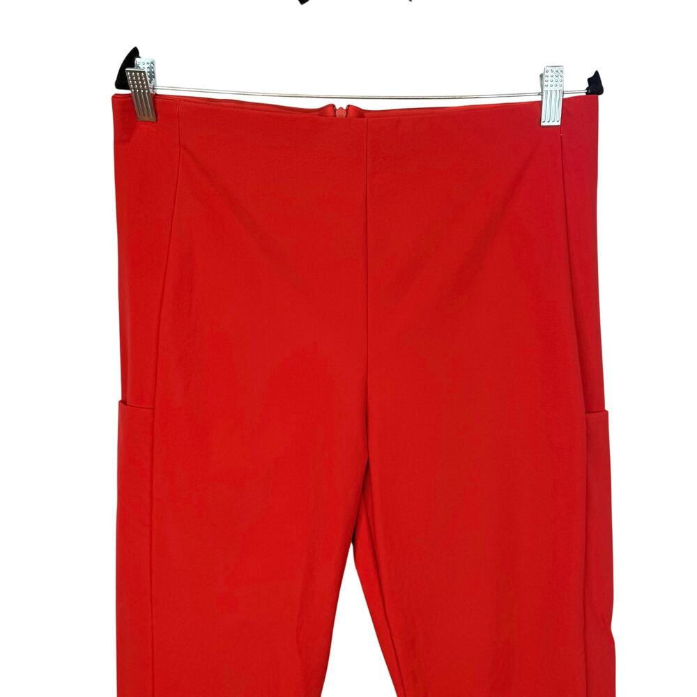 Athleta Red Mid Rise Back Zip Compression Pants Women's 14 Pockets Stretch - Picture 2 of 7